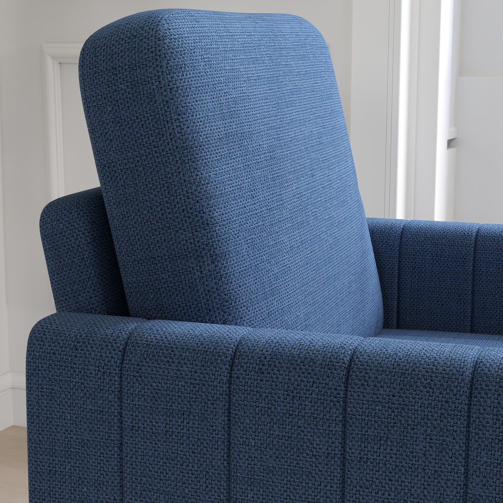 Modern Accent Chair With Spring Cushion, Back Pillow | Blue