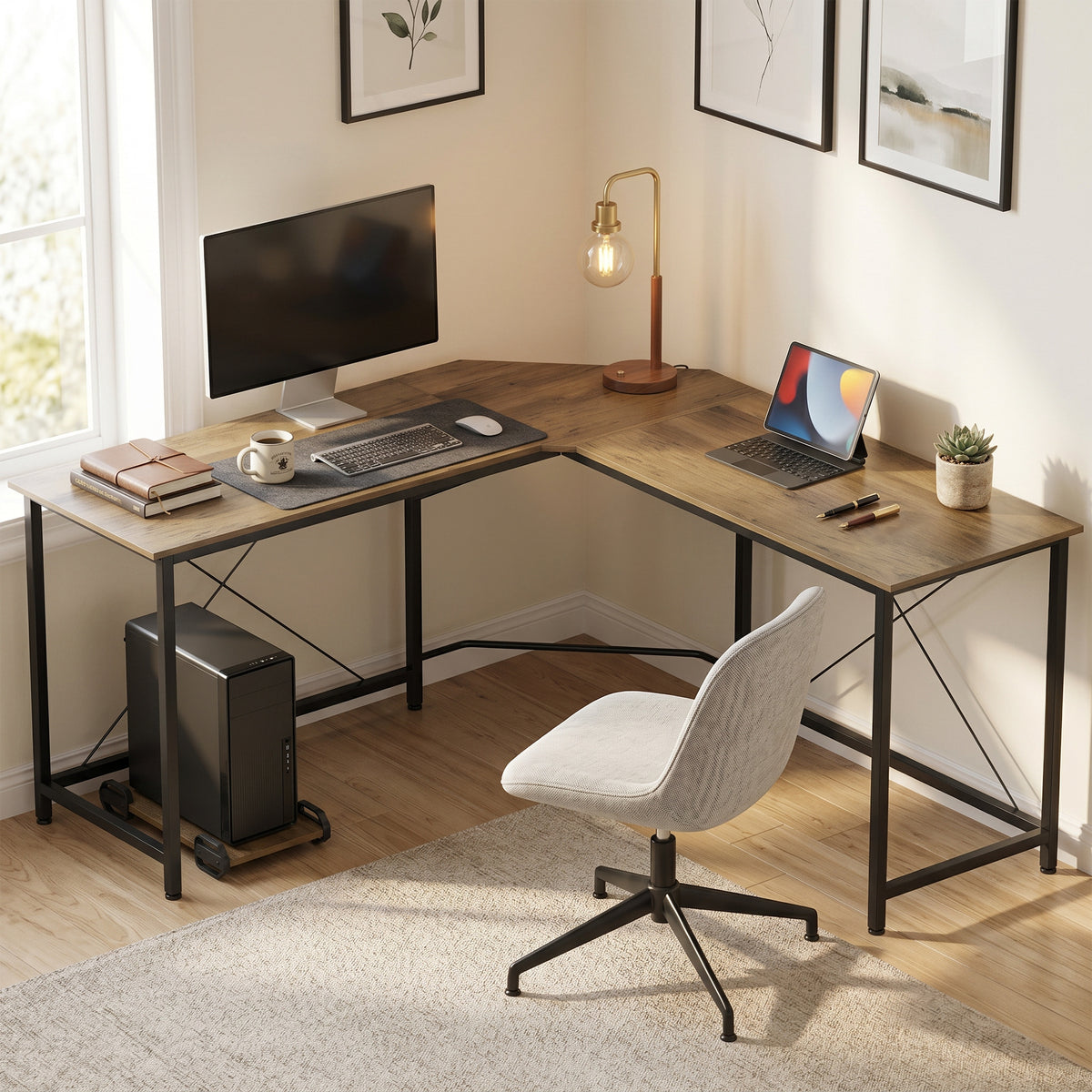 HOMCOM Corner L-shape Computer Desk Gaming Pc Workstation For Home Office