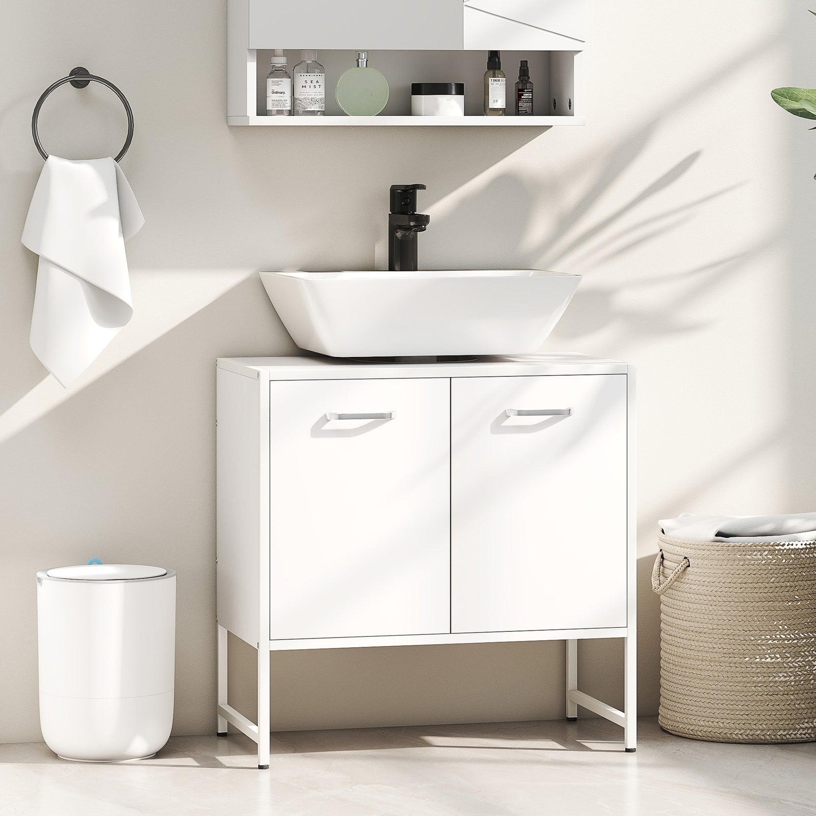 Bathroom Under Sink Cabinet For Basin Without Or With Pedestal | White