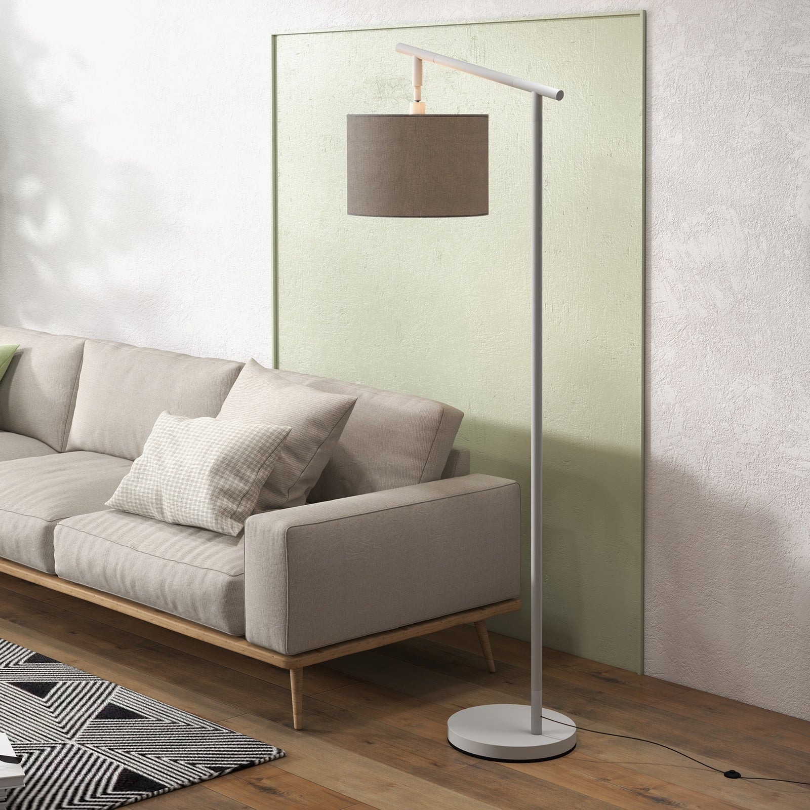 Floor Lamp With 350 Degree Rotating Lampshade Led Bulb | One Size | Gray