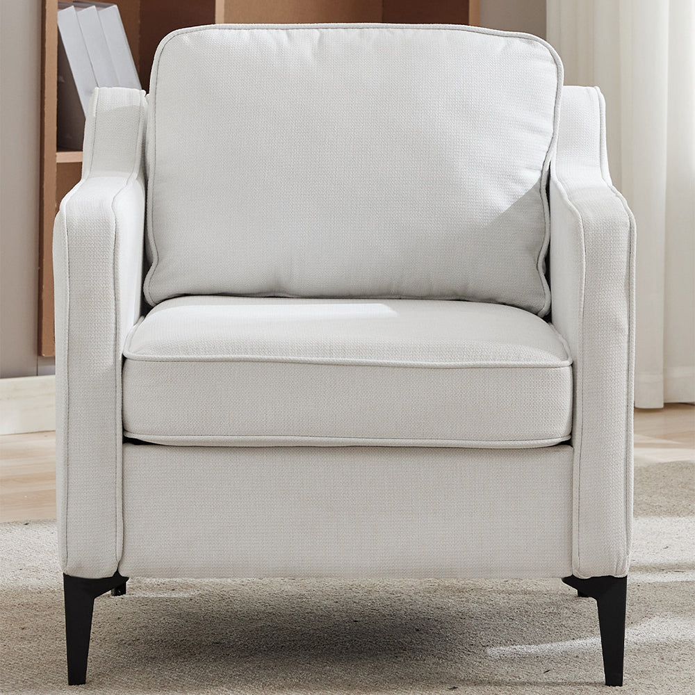 Contemporary Off-white Linen Armchair – Stylish Upholstered Single Sofa For Living Room