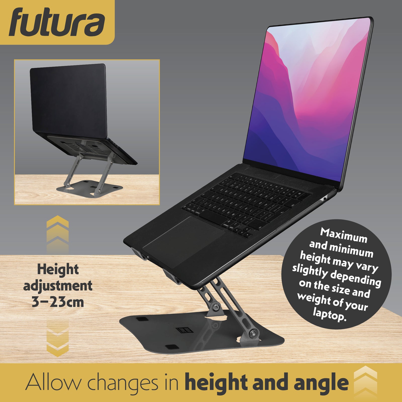 Laptop Stand Adjustable Portable Riser, Foldable Aluminium Holder For Macbook Airpro And 11 To 17 Inch Laptops | Silver