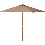 3m Wooden Bamboo Parasol Outdoor Umbrella Canopy | Khaki