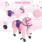 Rocking Horse Ride On Rocker Children Plush Toy Wooden Horse Sound | Pink