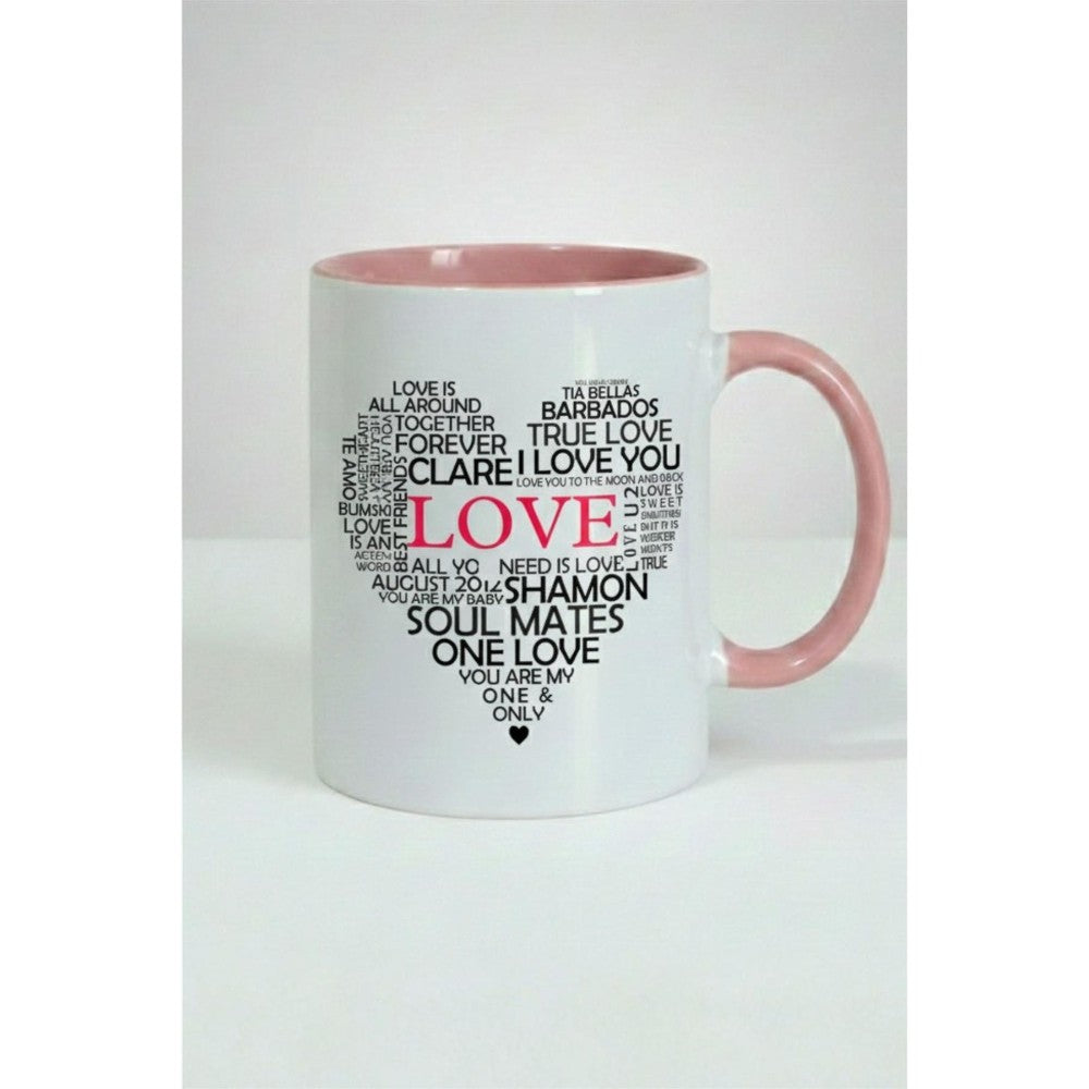 Love Typography Heart Printed Ceramic Mug Valentine’s Day Gift