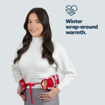 Livivo 2l Long Hot Water Bottle With Red Festive Knitted Washable Cover