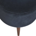 Solid Mango Wood Black Velvet Nordic Style Footstool