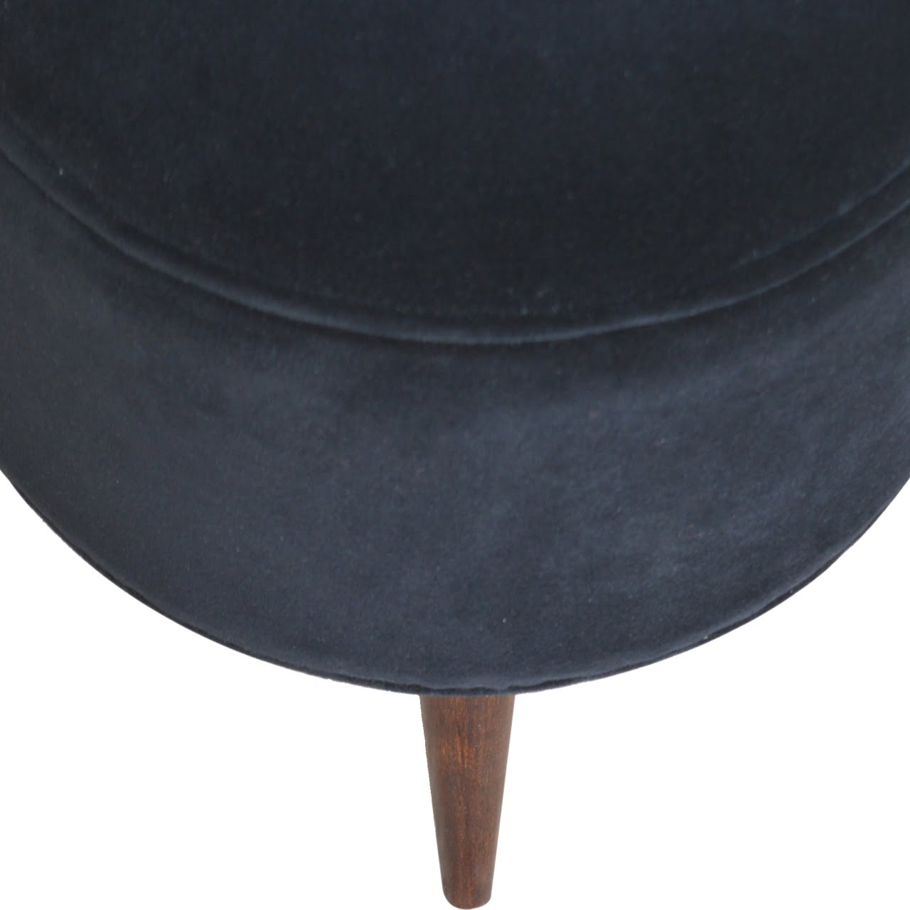 Solid Mango Wood Black Velvet Nordic Style Footstool