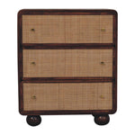 Chestnut Woven Chest, 3 Drawers, Woven Fronts, Brown
