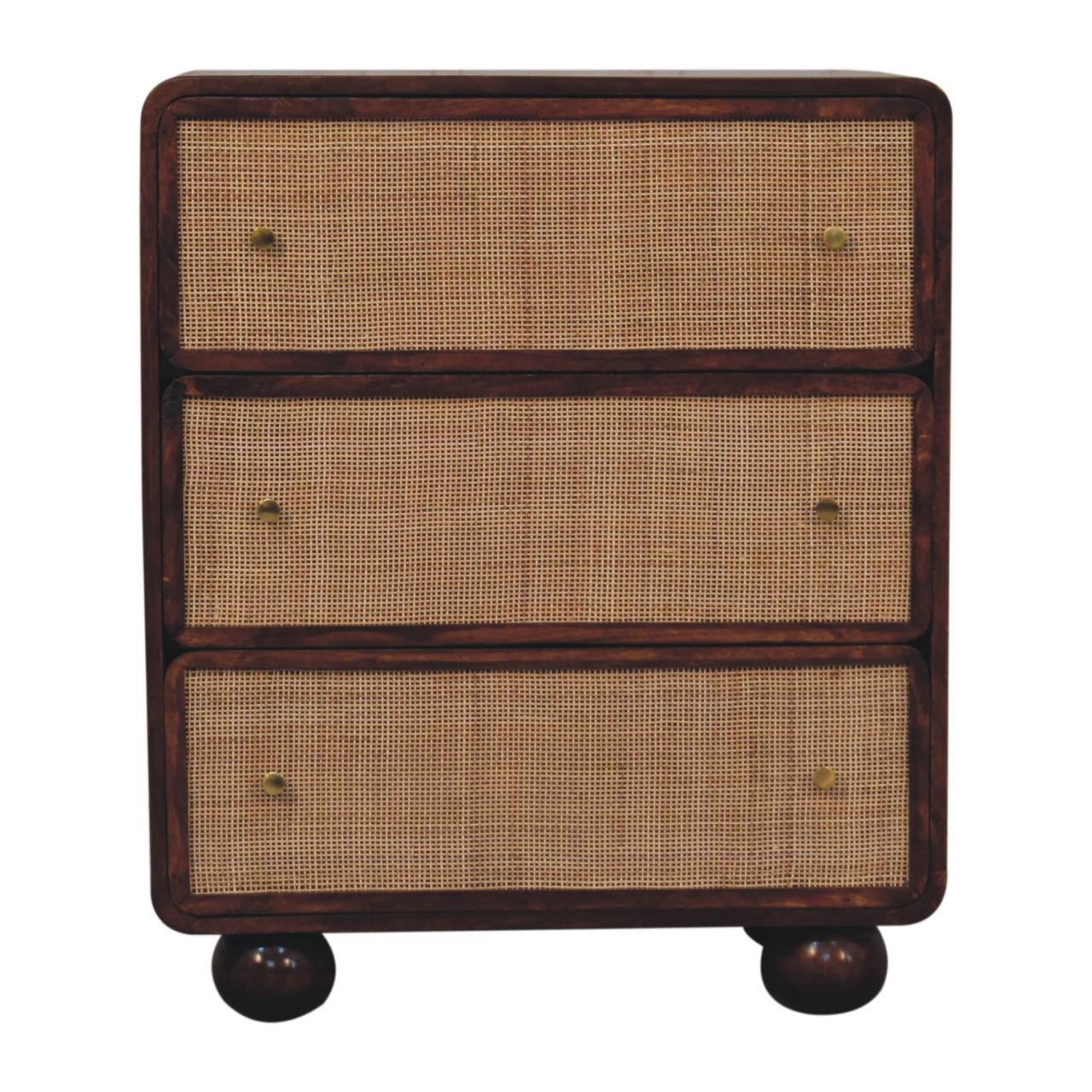 Chestnut Woven Chest, 3 Drawers, Woven Fronts, Brown