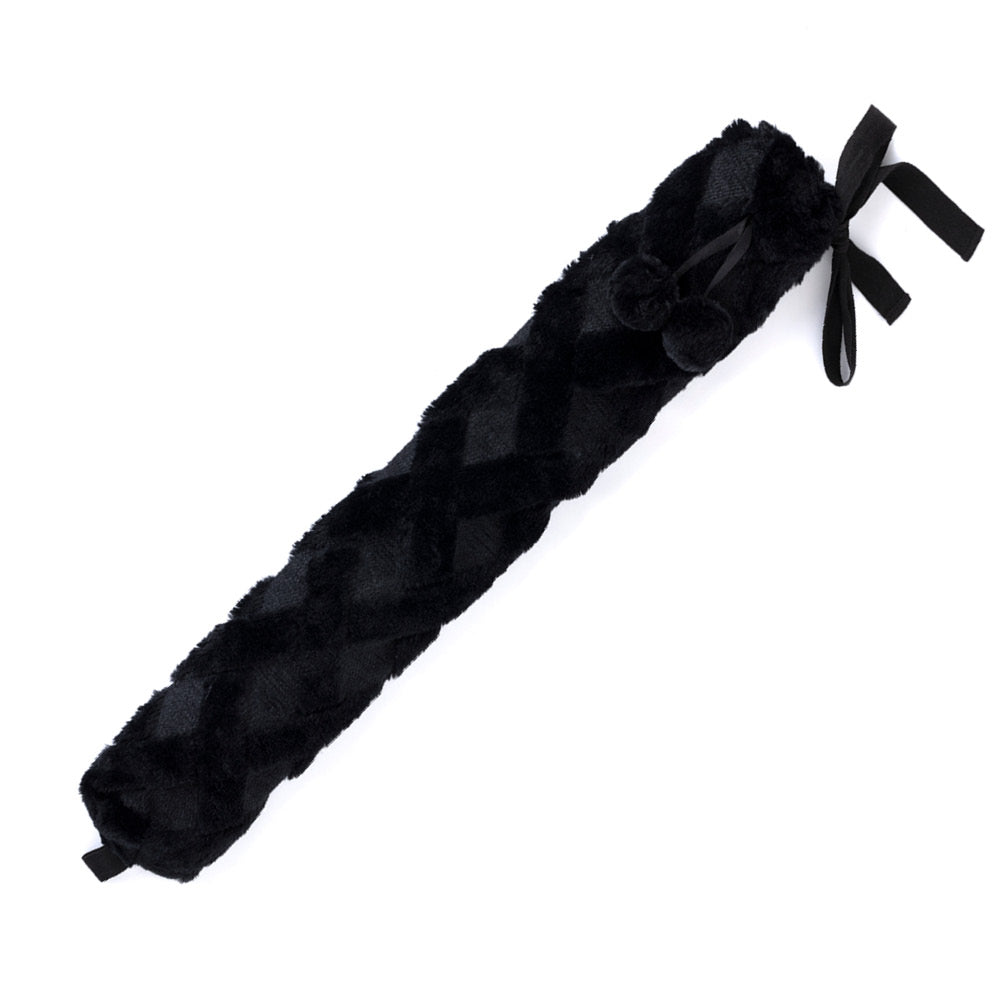 Livivo Black Lattice 2l Hot Water Bottle With Washable Cover And Pom Poms