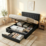 HOMCOM 5ft King Size Ottoman Bed With Gas Lift End Opening, Black