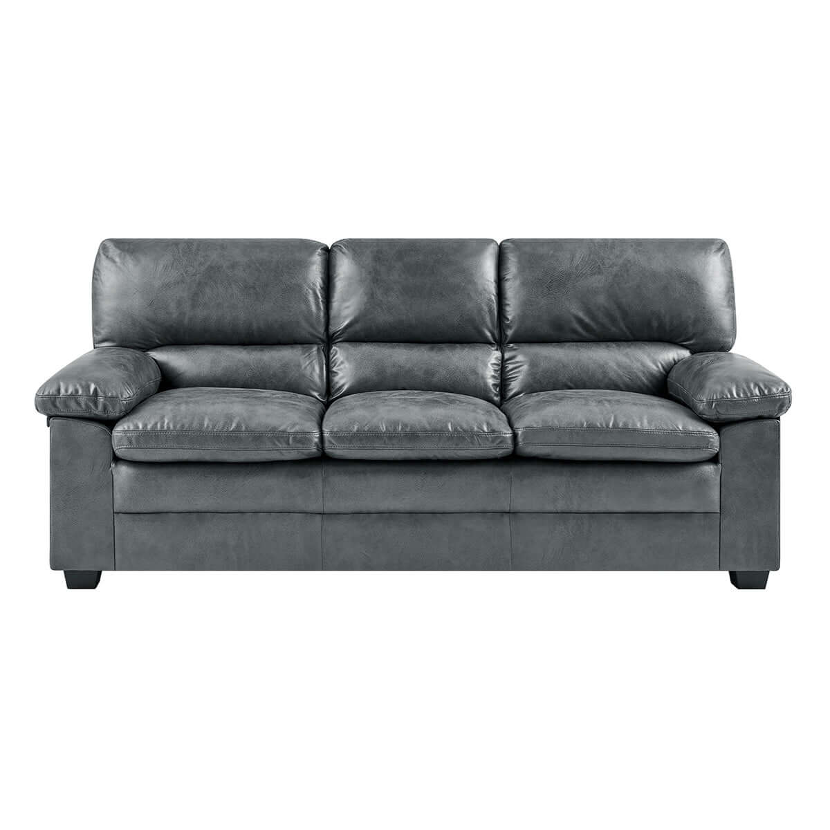 Bonded Faux Leather Sofa - 3 Seater | Grey