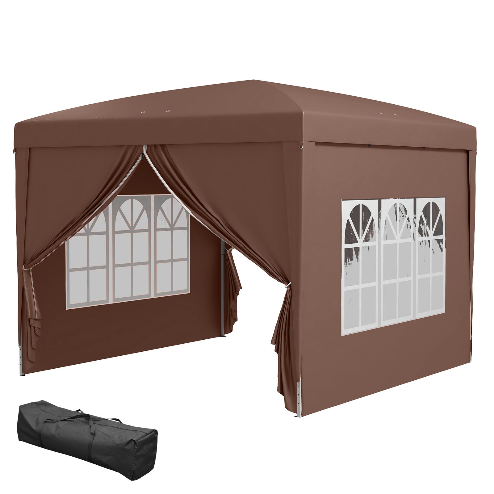 3mx3m Pop Up Gazebo Party Tent Canopy Marquee W/ Storage Bag | Coffee