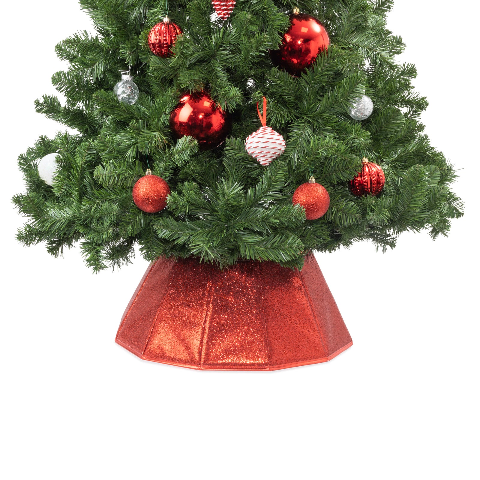 Glossy Tree Skirt 68cm Collapsible With Velcro Closure | Red