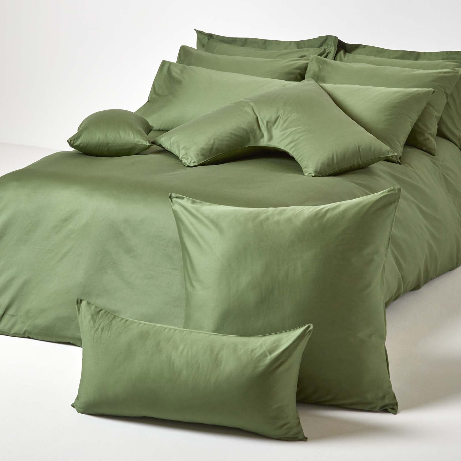 V Shaped Pillowcase Organic Cotton 400 Tc | V Shape | Moss Green