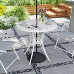 78 Cm Round Garden Dining Table W/ Parasol Hole | White