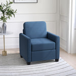 Modern Accent Chair With Spring Cushion, Back Pillow | Blue