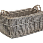 Wicker Shallow Antique Wash Storage Basket | Set of 3 | Brown
