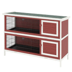 Two-tier Rabbit Hutch Large Elevated Wooden Bunny Cage W/ Removable Tray