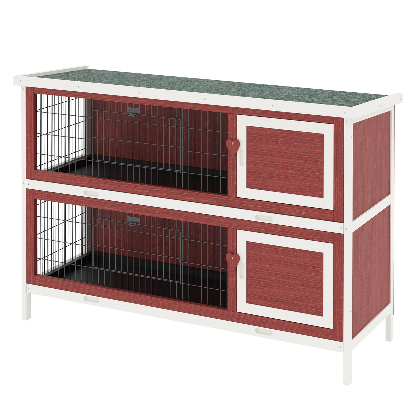 Two-tier Rabbit Hutch Large Elevated Wooden Bunny Cage W/ Removable Tray