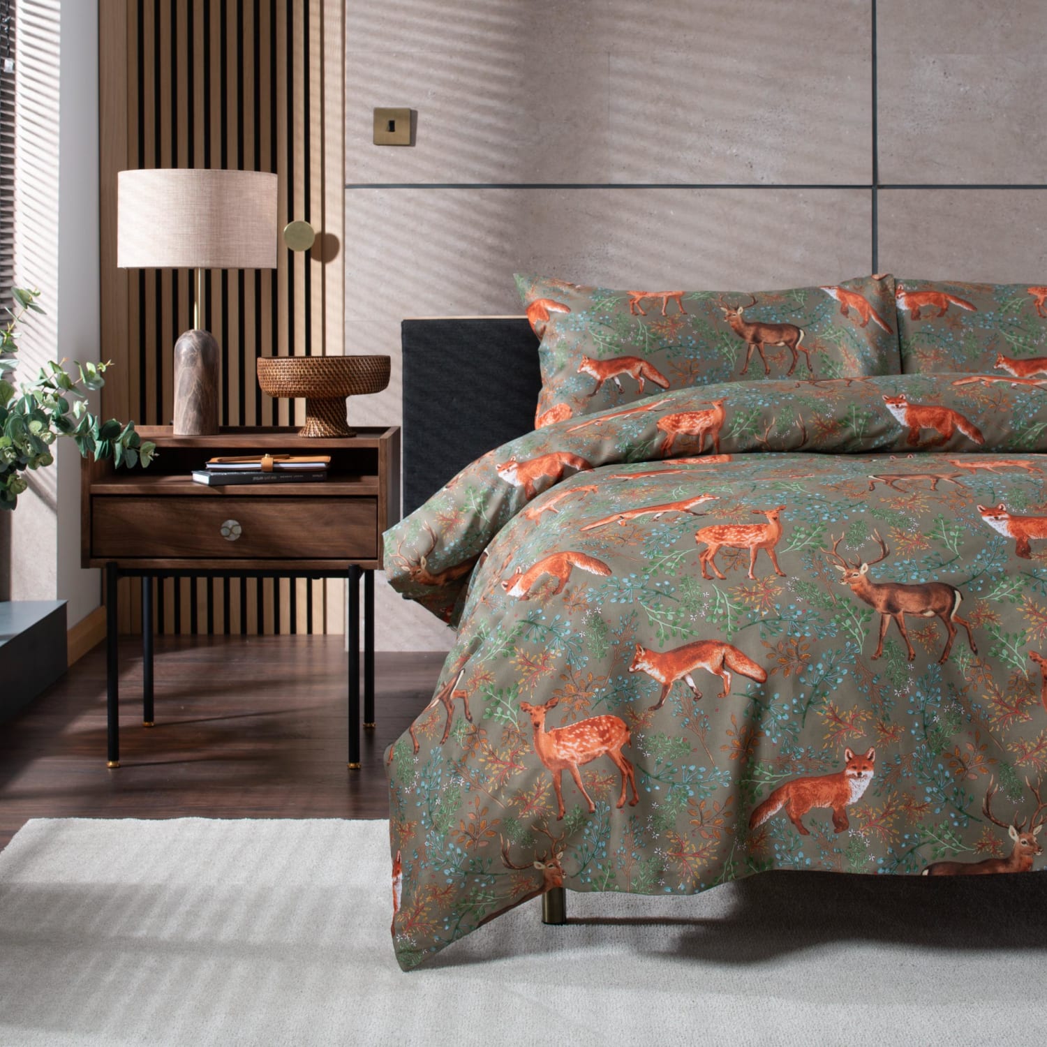 Studio Fox And Deer Cotton Printed Duvet Cover Set | Single