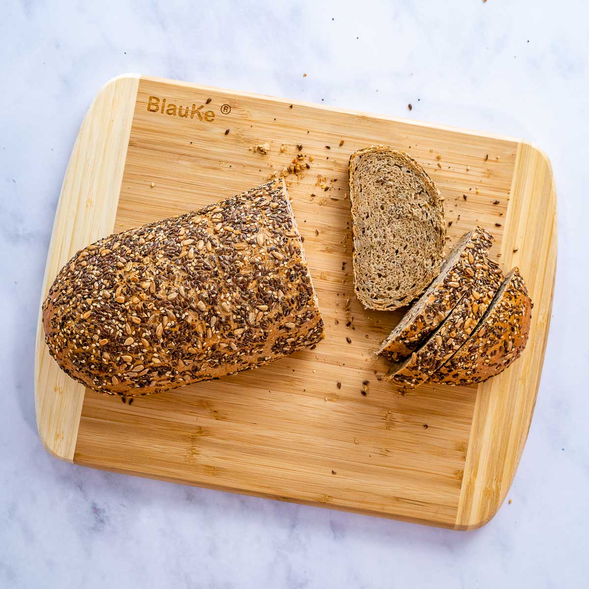 BlauKe Wood Cutting Board For Kitchen - 37x29cm Bamboo Cutting Board With Juice Groove - Wooden Butcher Block