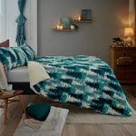 Christmas Tree Fleece Duvet Cover Set With Sherpa Reverse – Festive Winter Bedding | Double | Multi