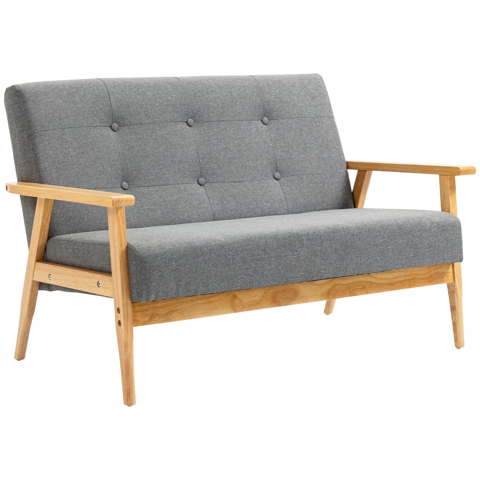 Modern 2 Seater Sofa Upholstery Couch Rubber Wood Legs