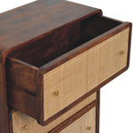 Chestnut Woven Chest, 3 Drawers, Woven Fronts, Brown
