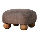 Solid Mango Wood Mocha Faux Fur Nordic Footstool