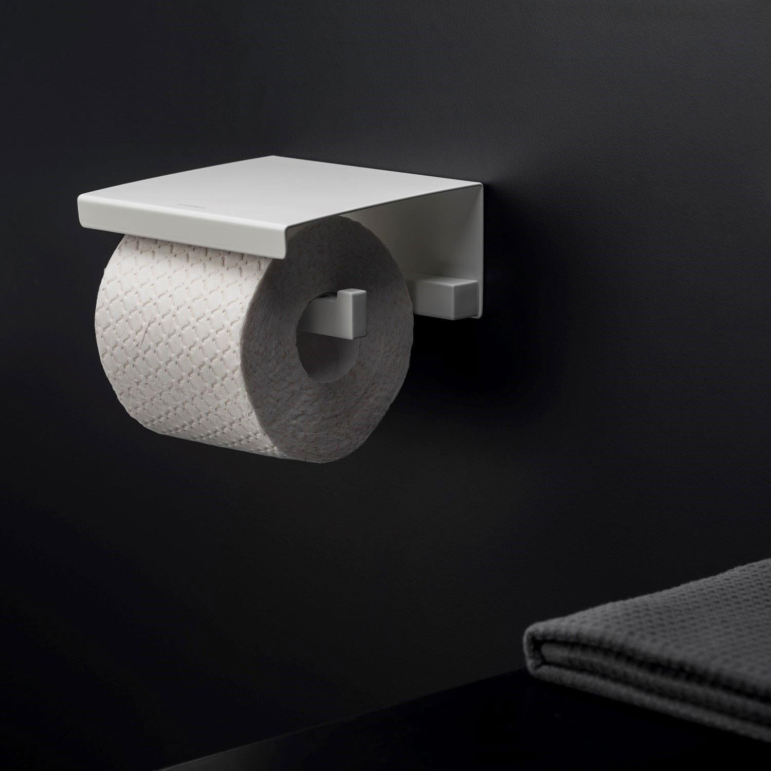 Toilet Roll Holder, White Matt, Wall-mounted, 13 Cm. Collection The Grid