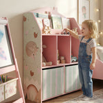 Kids Bookshelf With Storage, Toy Storage Unit For Playroom | Pink