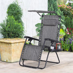 Zero Gravity Chair Adjustable Patio Lounge W/ Cup Holder | Gray