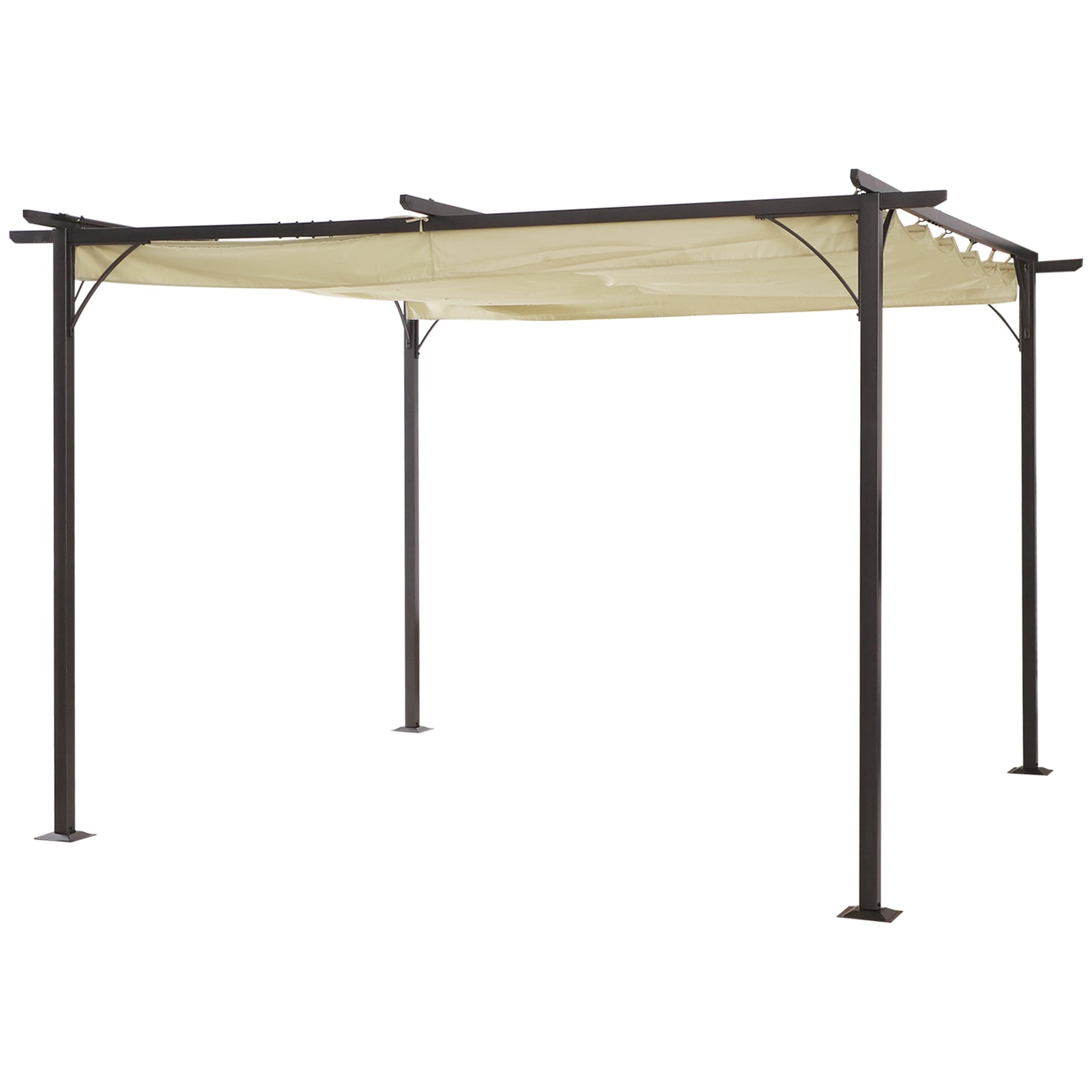 3.5x3.5m Pergola Metal Gazebo Backyard Porch Awning Canopy | Beige