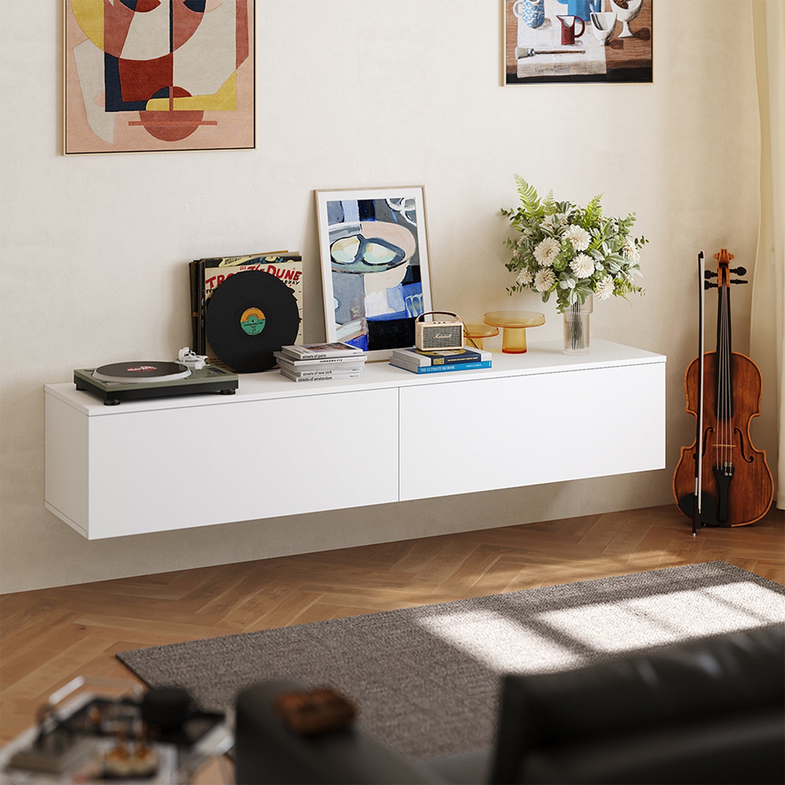 Wall-mounted Floating Tv Stand | White