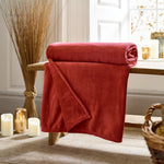 Snuggle Touch Solid Colour Fleece Throw – 140x180cm – Super Soft Plain Blanket | 140cm x 180cm | Crimson