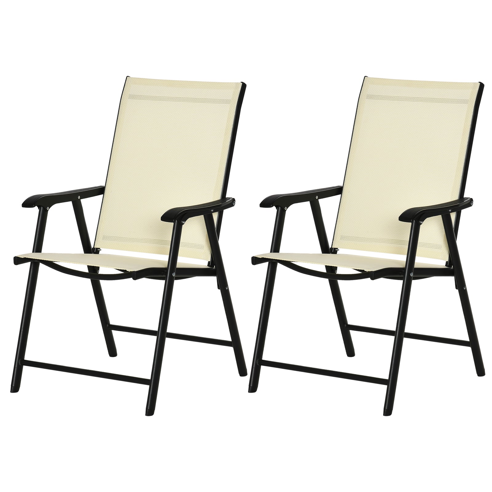 Garden Armchairs Patio Folding Modern Furniture | Set of 2 | Beige