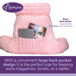 Luxurious Xl Reading Pillow Detachable Headrest, Soft Ribbed Faux Fur, Memory Foam Cuddle Cuddle Cushion Backrest | XL | Pink