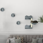 4 Piece Cat Shelf, Cat Wall Furniture W/ Hammock, Steps, Platforms | Gray