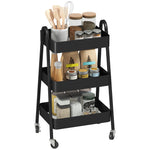 3-tier Kitchen Cart, Wheels | Black