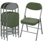 Folding Chairs Set Of 4 With Cushioned Seat, Steel Frame | Green