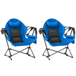 Hammock Camping Chair Set Of 2, Adjustable Back Camp Chair | Blue