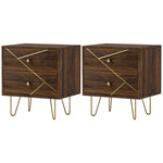 HOMCOM Bedside Tables Set Of 2, Modern Side Table Set 2 Drawers