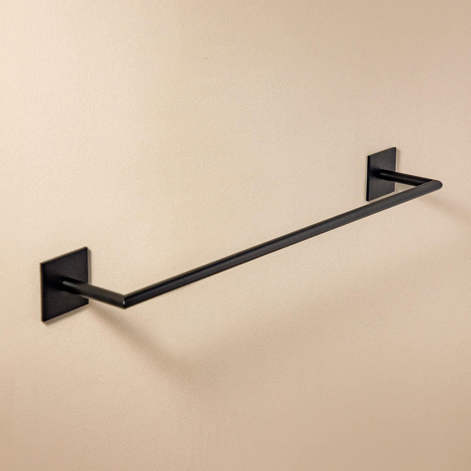 Towel Rail, 30cm, Self-adhesive, Black, Anti-corrosion, Stick Collection
