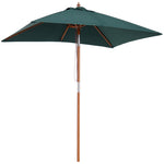 2x1.5m Wooden Patio Umbrella Parasol | Green