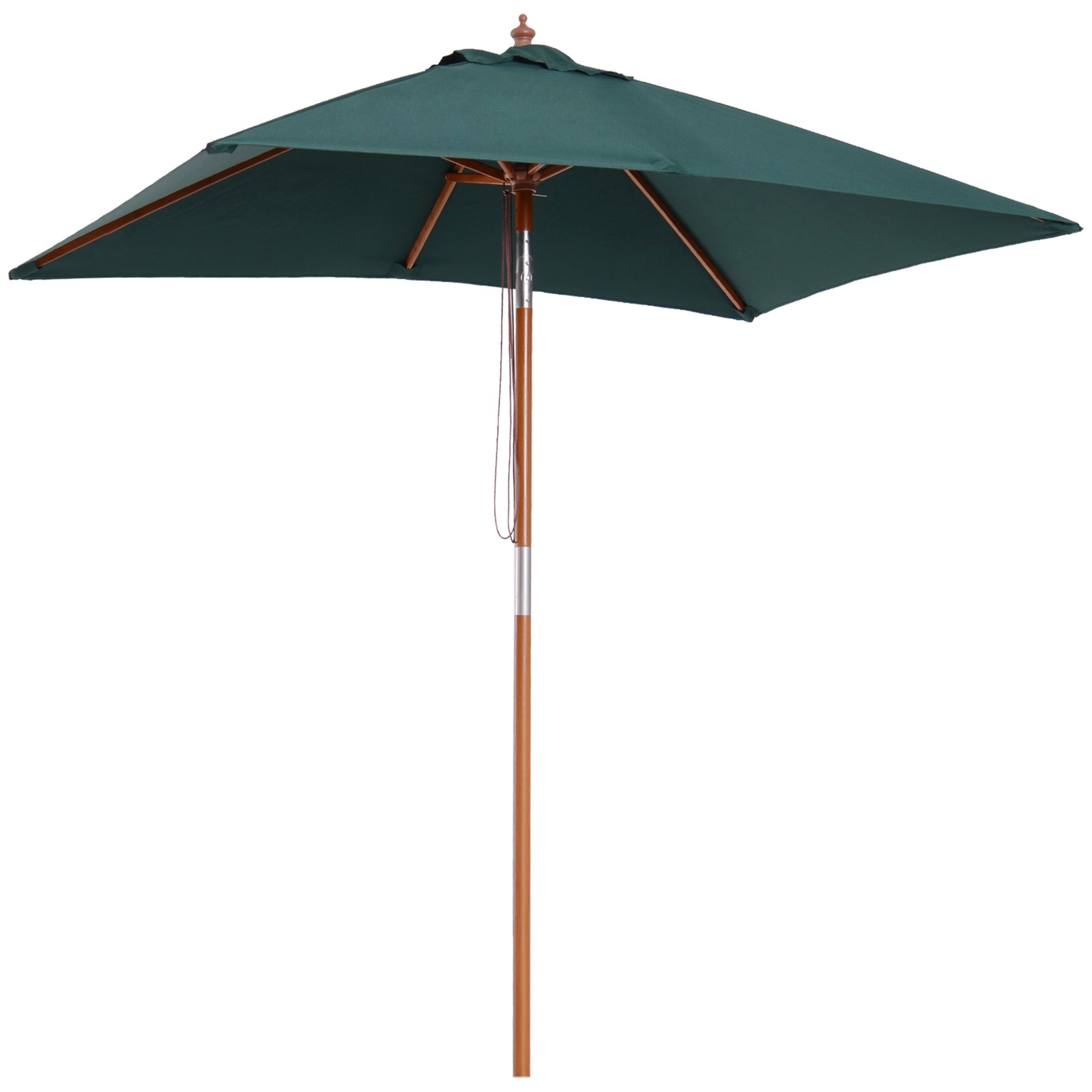 2x1.5m Wooden Patio Umbrella Parasol | Green