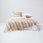 Cotton Morocco Striped Throw | 150cm x 200cm | Beige