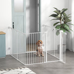 2 In 1 Dog Pen, Safety Pet Gate, 6 Panels, For Medium Dogs, 90hcm - White