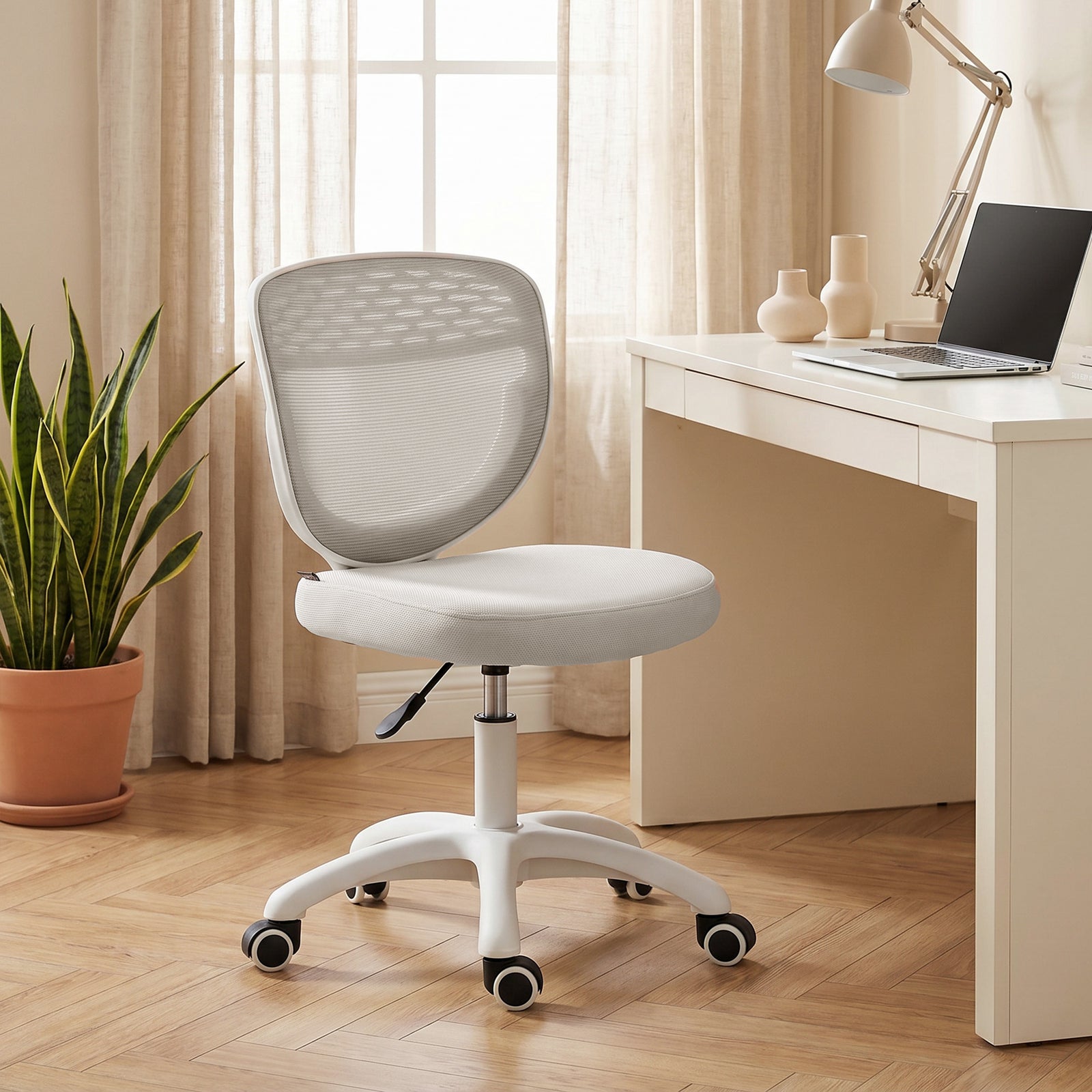 Armless Office Chair With Mesh Back | Grey